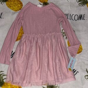 Pink Long-Sleeve Kids Dress multilayered XS 4/5